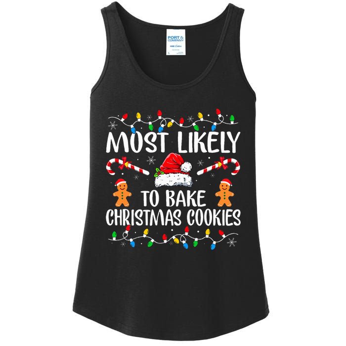 Most Likely To Bake Christmas Cookies Funny Baker Christmas  Ladies Essential Tank