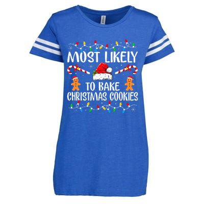 Most Likely To Bake Christmas Cookies Funny Baker Christmas  Enza Ladies Jersey Football T-Shirt