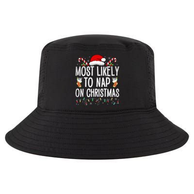 Most Likely To Nap On Christmas Family Christmas Pajamas Cool Comfort Performance Bucket Hat