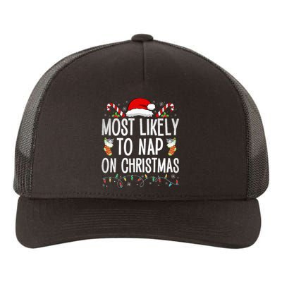 Most Likely To Nap On Christmas Family Christmas Pajamas Yupoong Adult 5-Panel Trucker Hat