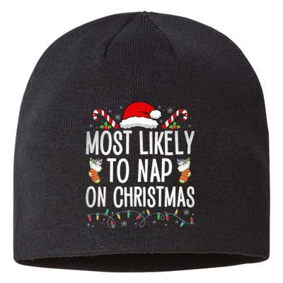 Most Likely To Nap On Christmas Family Christmas Pajamas Sustainable Beanie