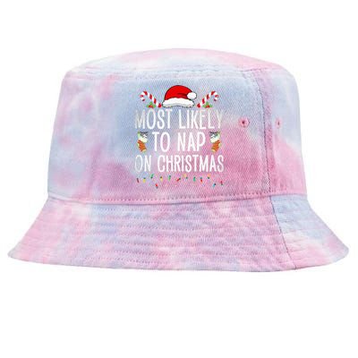 Most Likely To Nap On Christmas Family Christmas Pajamas Tie-Dyed Bucket Hat