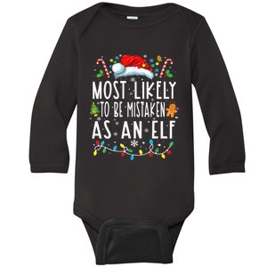 Most Likely To Be Mistaken As An Elf Christmas Family Baby Long Sleeve Bodysuit