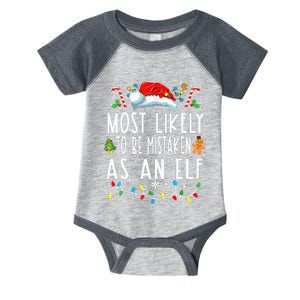 Most Likely To Be Mistaken As An Elf Christmas Family Infant Baby Jersey Bodysuit