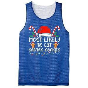 Most Likely To Eat Santas Cookies Family Christmas Holiday Gift Mesh Reversible Basketball Jersey Tank