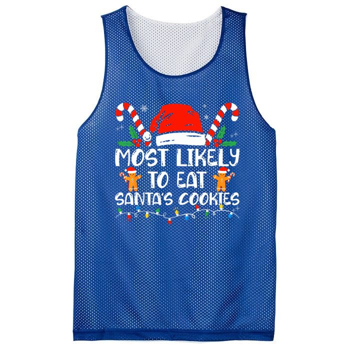 Most Likely To Eat Santas Cookies Family Christmas Holiday Gift Mesh Reversible Basketball Jersey Tank