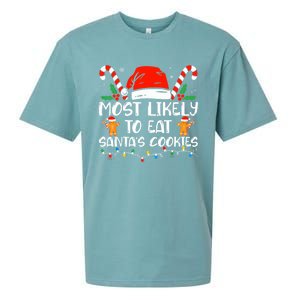 Most Likely To Eat Santas Cookies Family Christmas Holiday Gift Sueded Cloud Jersey T-Shirt