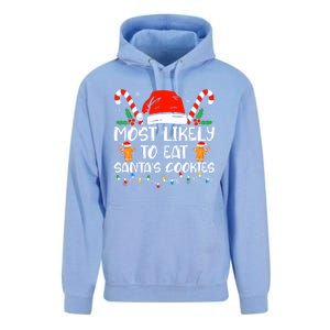 Most Likely To Eat Santas Cookies Family Christmas Holiday Gift Unisex Surf Hoodie