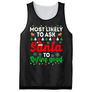 Most Likely To Ask Santa Define Good Funny Christmas Family Mesh Reversible Basketball Jersey Tank