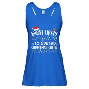 Most Likely To Spread Christmas Cheer Funny Family Matching Gift Ladies Essential Flowy Tank