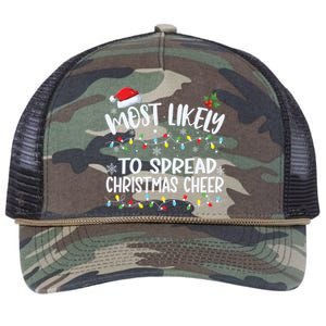 Most Likely To Spread Christmas Cheer Funny Family Matching Gift Retro Rope Trucker Hat Cap