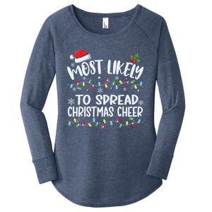 Most Likely To Spread Christmas Cheer Funny Family Matching Gift Women's Perfect Tri Tunic Long Sleeve Shirt