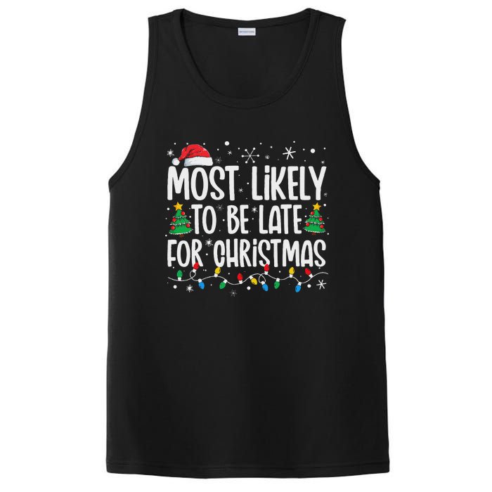 Most Likely To Be Late For Christmas Funny Family Christmas PosiCharge Competitor Tank