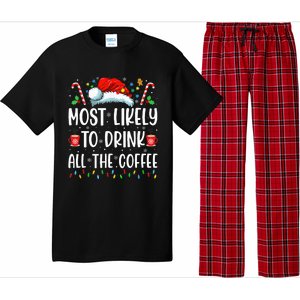 Most Likely To Drink All The Coffee Funny Family Christmas Pajama Set