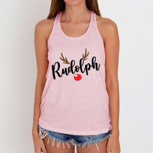 Most Likely To Try Ride Rudolph Funny ChristmasChristmas Gift Christmas In Ju Women's Knotted Racerback Tank