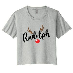 Most Likely To Try Ride Rudolph Funny ChristmasChristmas Gift Christmas In Ju Women's Crop Top Tee