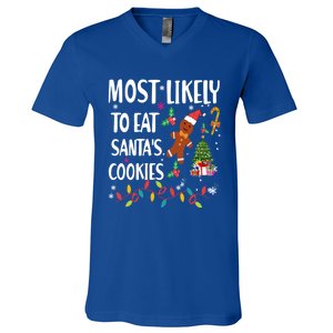 Most Likely To Eat Santas Cookies Family Matching Gift V-Neck T-Shirt