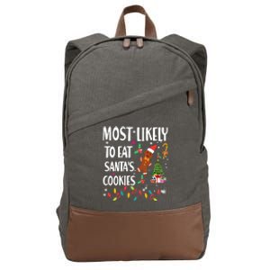 Most Likely To Eat Santas Cookies Family Matching Gift Cotton Canvas Backpack