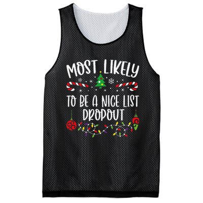 Most Likely To Be A Nice List Dropout Funny Christmas Family Matching Cute Chr Mesh Reversible Basketball Jersey Tank