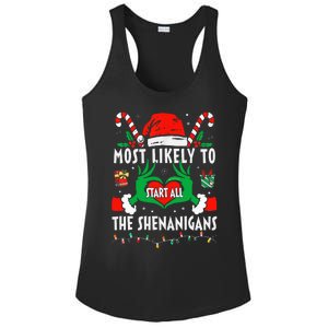 Most Likely To Start All The Shenanigans Family Christmas  Ladies PosiCharge Competitor Racerback Tank