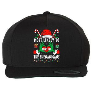 Most Likely To Start All The Shenanigans Family Christmas  Wool Snapback Cap