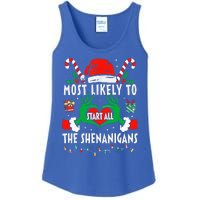 Most Likely To Start All The Shenanigans Family Christmas  Ladies Essential Tank