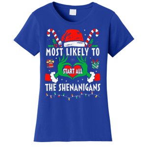 Most Likely To Start All The Shenanigans Family Christmas  Women's T-Shirt