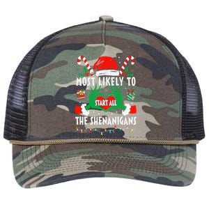 Most Likely To Start All The Shenanigans Family Christmas  Retro Rope Trucker Hat Cap