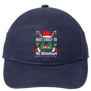 Most Likely To Start All The Shenanigans Family Christmas  7-Panel Snapback Hat