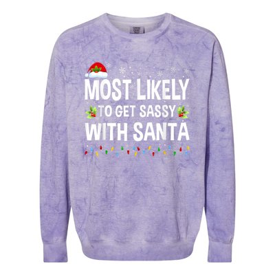 Most Likely To Get Sassy With Santa Family Funny Christmas Colorblast Crewneck Sweatshirt