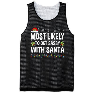 Most Likely To Get Sassy With Santa Family Funny Christmas Mesh Reversible Basketball Jersey Tank