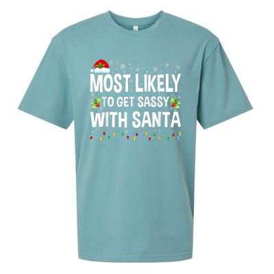 Most Likely To Get Sassy With Santa Family Funny Christmas Sueded Cloud Jersey T-Shirt