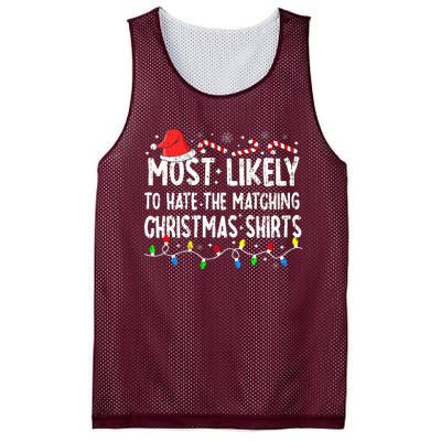 Most Likely To Hate Matching Christmas Family Pajamas Funny Mesh Reversible Basketball Jersey Tank