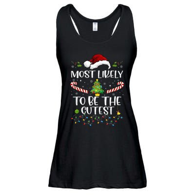 Most Likely To Be The Cutest Funny Matching Family Christmas Ladies Essential Flowy Tank