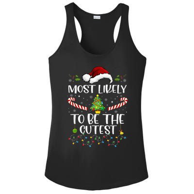 Most Likely To Be The Cutest Funny Matching Family Christmas Ladies PosiCharge Competitor Racerback Tank