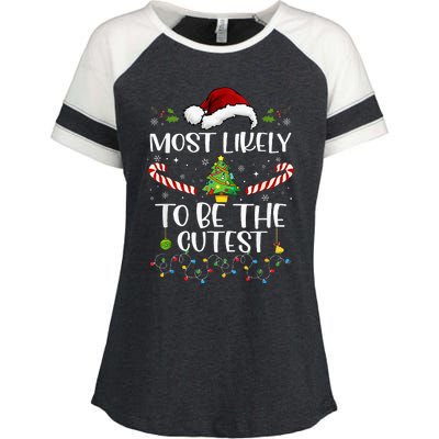 Most Likely To Be The Cutest Funny Matching Family Christmas Enza Ladies Jersey Colorblock Tee