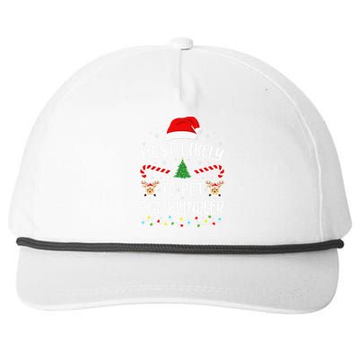 Most Likely To Pet The Reindeer Squad Family Joke Christmas Snapback Five-Panel Rope Hat