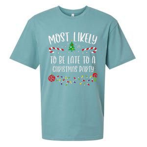 Most Likely To Be Late To A Christmas Party Funny Christmas Family Matching Cu Sueded Cloud Jersey T-Shirt