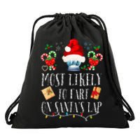 Most Likely To Fart On Santa's Lap Funny Family Christmas  Drawstring Bag