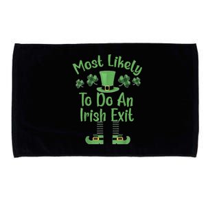 Most Likely To Do An Irish Exit Funny St Patricks Day Microfiber Hand Towel