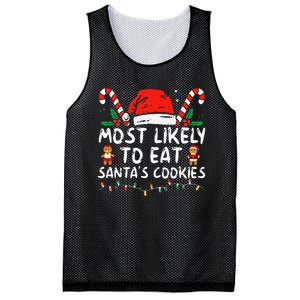 Most Likely To Eat Santas Cookies Family Christmas Holiday Mesh Reversible Basketball Jersey Tank