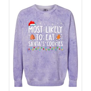 Most Likely To Eat Santas Cookies Family Christmas Holiday Colorblast Crewneck Sweatshirt