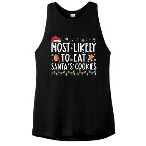 Most Likely To Eat Santas Cookies Family Christmas Holiday Ladies PosiCharge Tri-Blend Wicking Tank