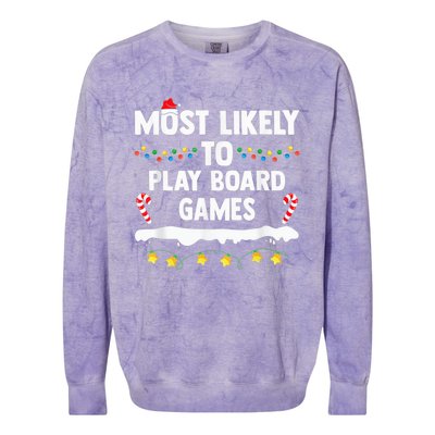 Most Likely To Play Board Games Matching Family Christmas Colorblast Crewneck Sweatshirt