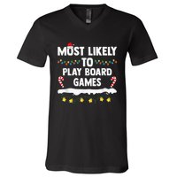 Most Likely To Play Board Games Matching Family Christmas V-Neck T-Shirt