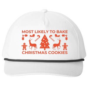 Most Likely To Bake Christmas Cookies Funny Baker Christmas Snapback Five-Panel Rope Hat