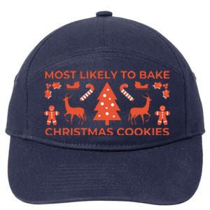 Most Likely To Bake Christmas Cookies Funny Baker Christmas 7-Panel Snapback Hat