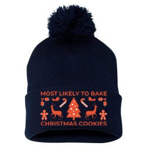 Most Likely To Bake Christmas Cookies Funny Baker Christmas Pom Pom 12in Knit Beanie