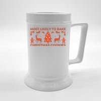 Most Likely To Bake Christmas Cookies Funny Baker Christmas Beer Stein