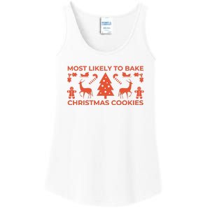 Most Likely To Bake Christmas Cookies Funny Baker Christmas Ladies Essential Tank